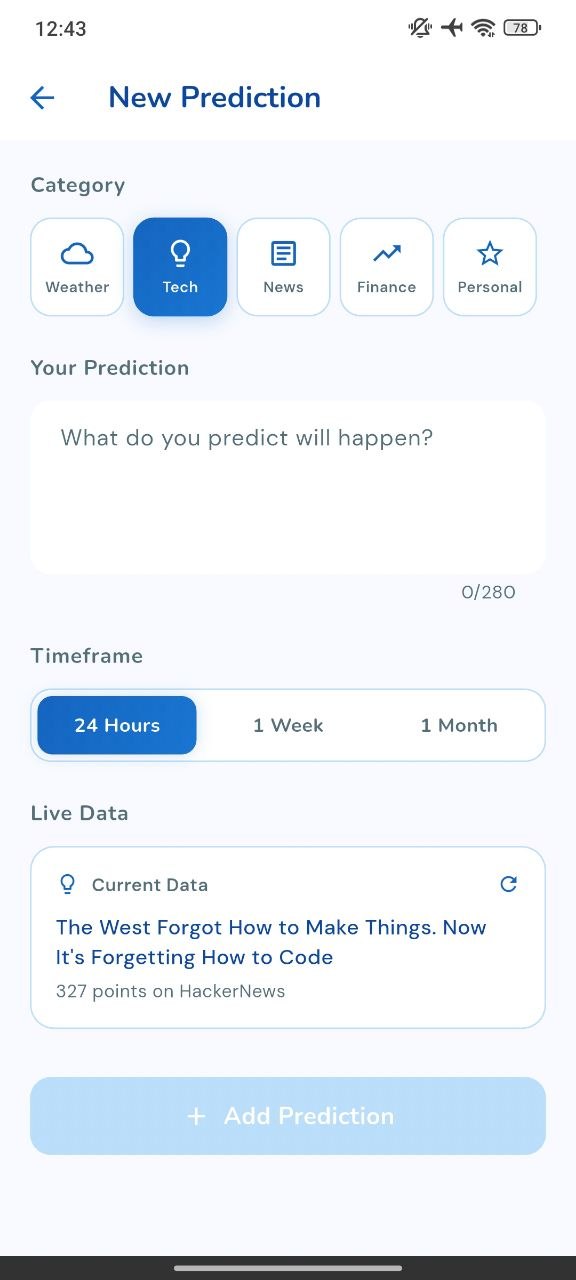 New prediction screen